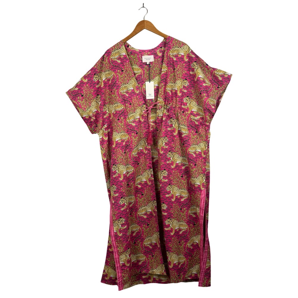 Printfresh x Lime Ricki Kaftan Womens S/M Leopard Organic Cotton Coverup NEW